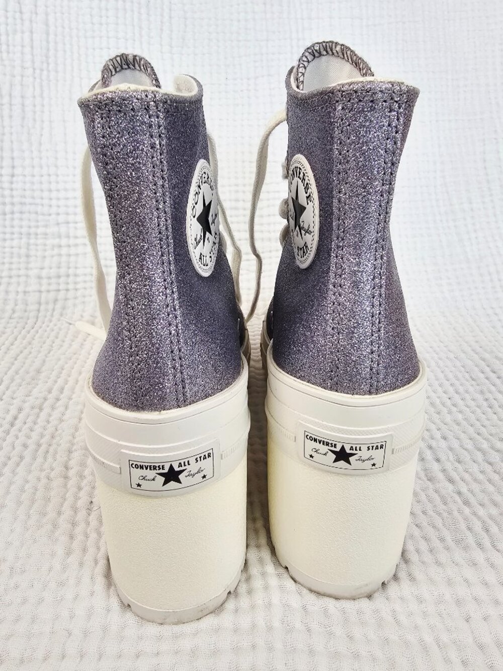Converse Chuck 70 De Luxe Heel | Silver Glitter Platform | Women's 8/Men's 6 - Picture 8 of 9